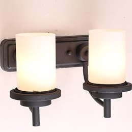 2*Retro Iron Vägglampa I Klassisk Stil I Målningsbehandling Med Frostat Glas