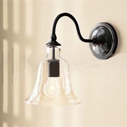 Naturinspirerad Vägglampa I Järn Med Transparent Glasskärm