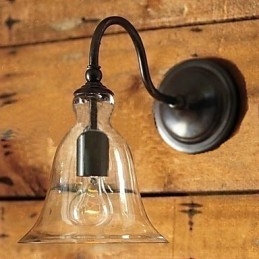 Naturinspirerad Vägglampa I Järn Med Transparent Glasskärm
