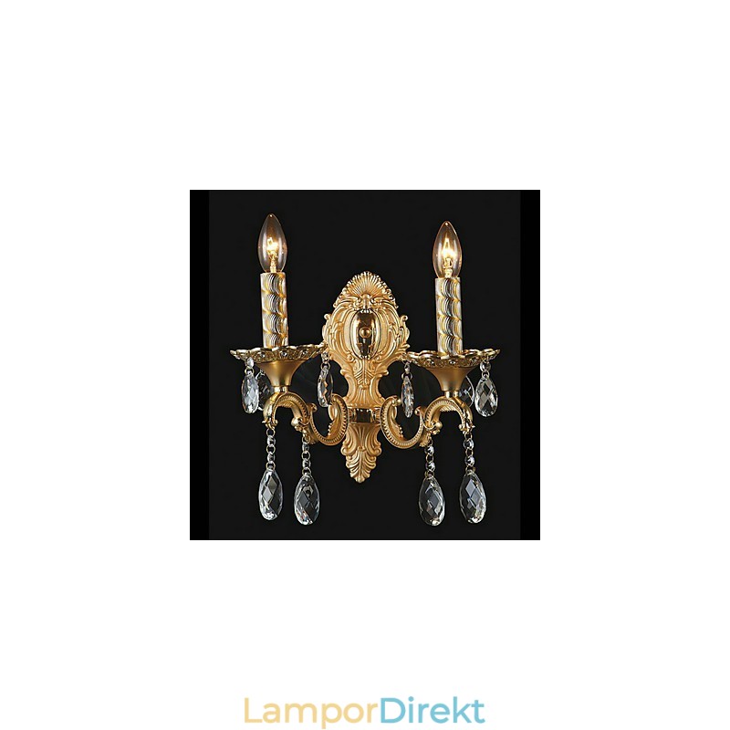 Gyllene Kristallvägglampa Med 2 Lampor