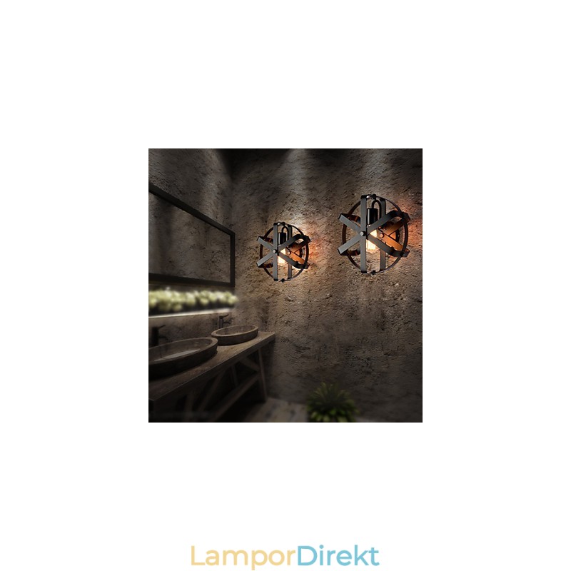 Ny Vintagestil Industriell Rund Vägglampa Balkong Loft Entré Hall Sovrum Vägglampa