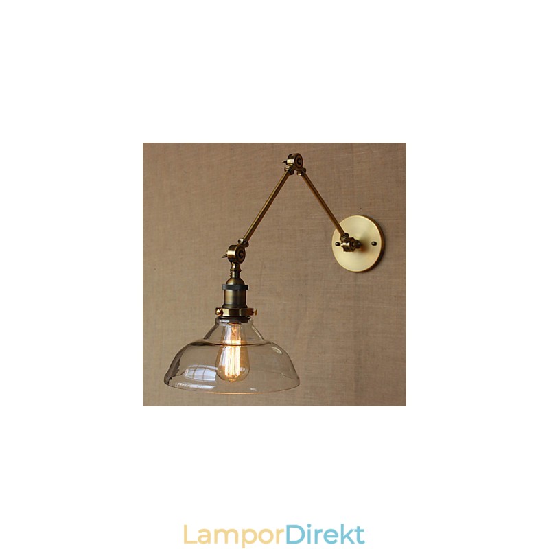 Loft Style Designer Lamp Modern Glas Brons Cafe Dekorativ Vägglampa