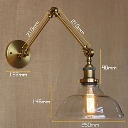 Loft Style Designer Lamp Modern Glas Brons Cafe Dekorativ Vägglampa