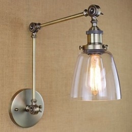 Retro Vintage Exklusiv Hotelllobby Sovbordshylla Antik Brons Dekorativ Vägglampa