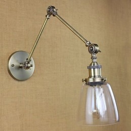 Retro Vintage Exklusiv Hotelllobby Sovbordshylla Antik Brons Dekorativ Vägglampa