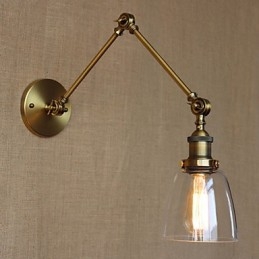 Retro Vintage Exklusiv Hotelllobby Sovbordshylla Antik Brons Dekorativ Vägglampa
