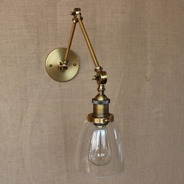 Retro Vintage Exklusiv Hotelllobby Sovbordshylla Antik Brons Dekorativ Vägglampa