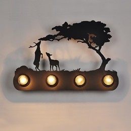 4 Lights American Village Pastoral Loft Style Sovrum Gang Järn Retro Vägglampor