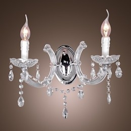 Elegant Kristallvägglampa Med 2 Lampor