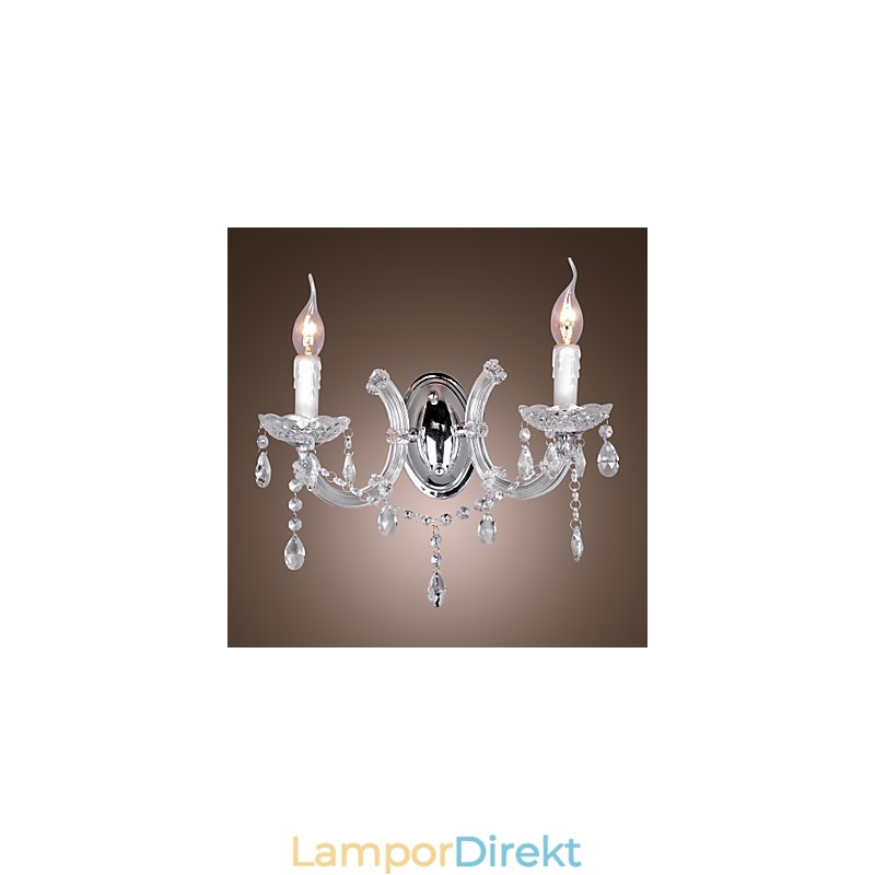 Elegant Kristallvägglampa Med 2 Lampor