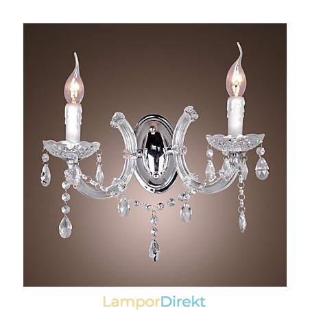 Elegant Kristallvägglampa Med 2 Lampor Elegant Kristallvägglampa Med 2 Lampor
