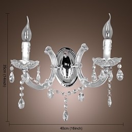 Elegant Kristallvägglampa Med 2 Lampor