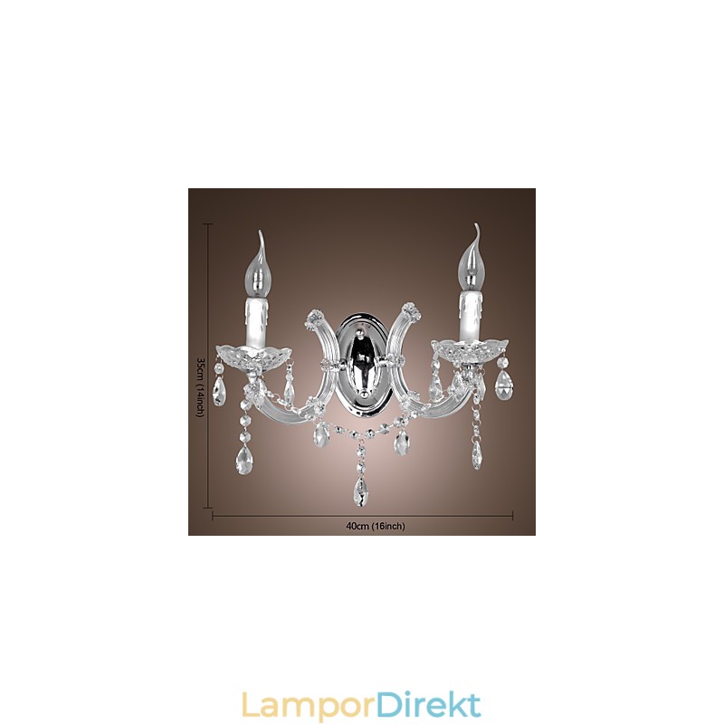 Elegant Kristallvägglampa Med 2 Lampor