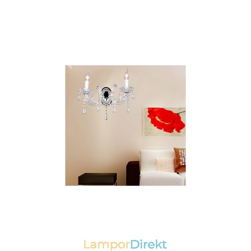 Elegant Kristallvägglampa Med 2 Lampor