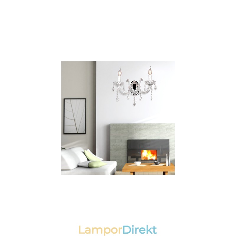Elegant Kristallvägglampa Med 2 Lampor