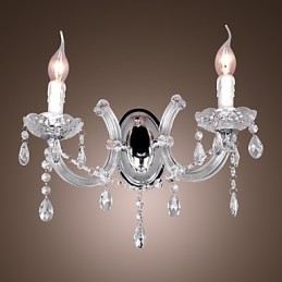 Elegant Kristallvägglampa Med 2 Lampor