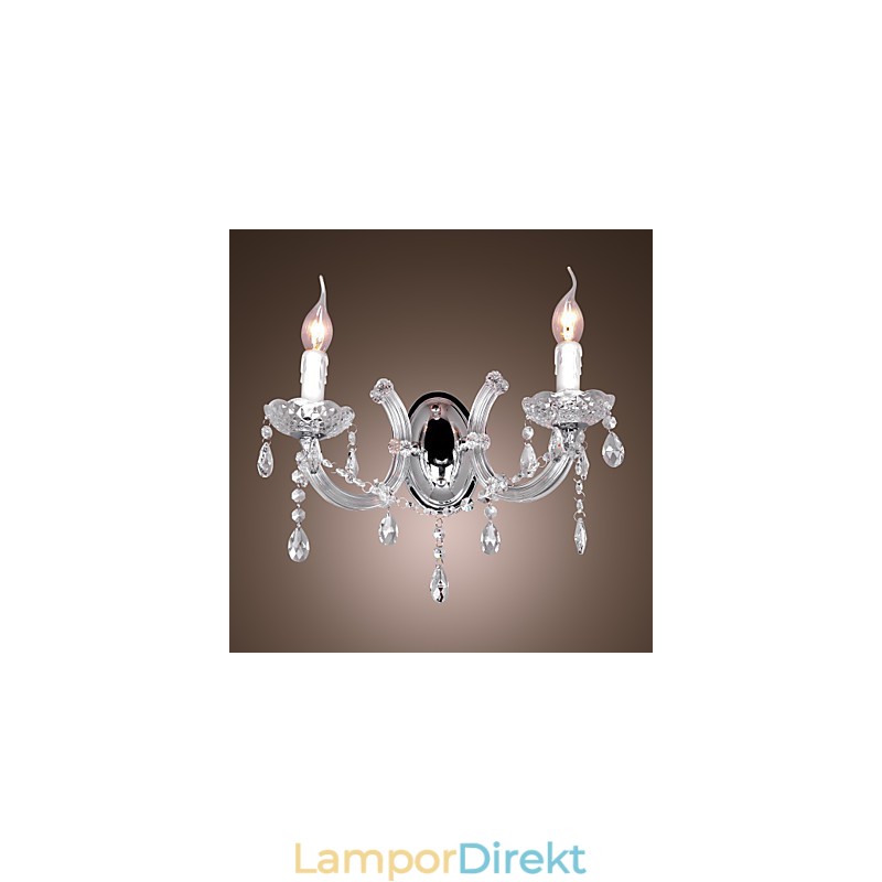 Elegant Kristallvägglampa Med 2 Lampor