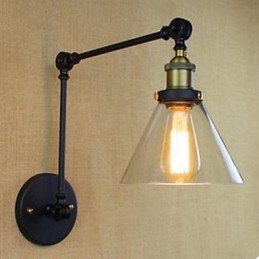 Stum Svart Återställande Antika Sätt Lantlig Restaurang Kafé Dekoration Glas Vägglampa