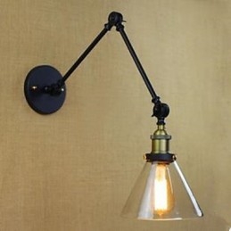 Stum Svart Återställande Antika Sätt Lantlig Restaurang Kafé Dekoration Glas Vägglampa
