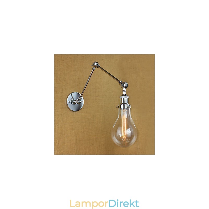 Teleskopisk Retro Vägglampa I Kromglas
