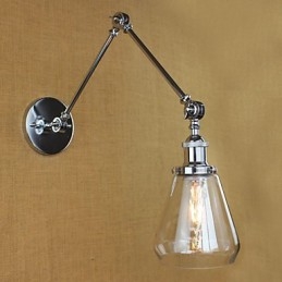 Teleskopisk Retro Vägglampa I Kromglas