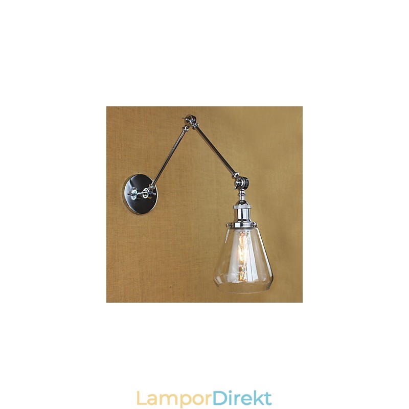 Teleskopisk Retro Vägglampa I Kromglas