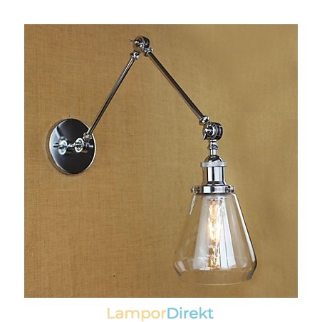 Teleskopisk Retro Vägglampa I Kromglas Teleskopisk Retro Vägglampa I Kromglas
