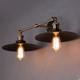 Rural Industrial Retro Vägglampa Dubbel Vägglampa Svart Paraply
