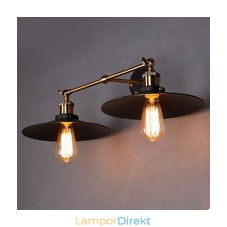 Rural Industrial Retro Vägglampa Dubbel Vägglampa Svart Paraply Rural Industrial Retro Vägglampa Dubbel Vägglampa Svart Paraply
