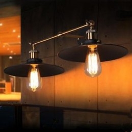 Rural Industrial Retro Vägglampa Dubbel Vägglampa Svart Paraply