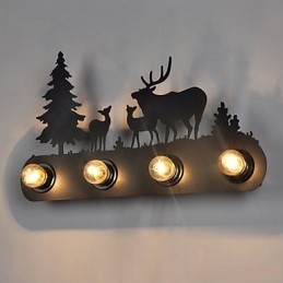 4 Lights American Village Pastoral Loft Style Sovrum Gang Järn Retro Vägglampor