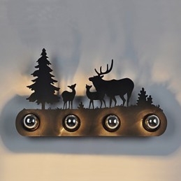 4 Lights American Village Pastoral Loft Style Sovrum Gang Järn Retro Vägglampor
