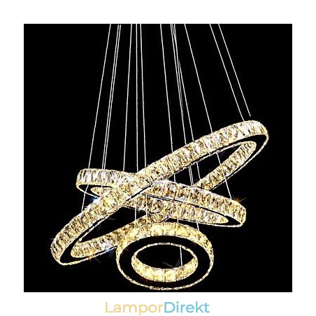 Kristall Taklampa Modern Belysning Tre Ringar D406080 K9 Stora Taklampor I Kristall