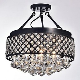 Traditionell Klassisk Kristallmålning Metall Flush Mount