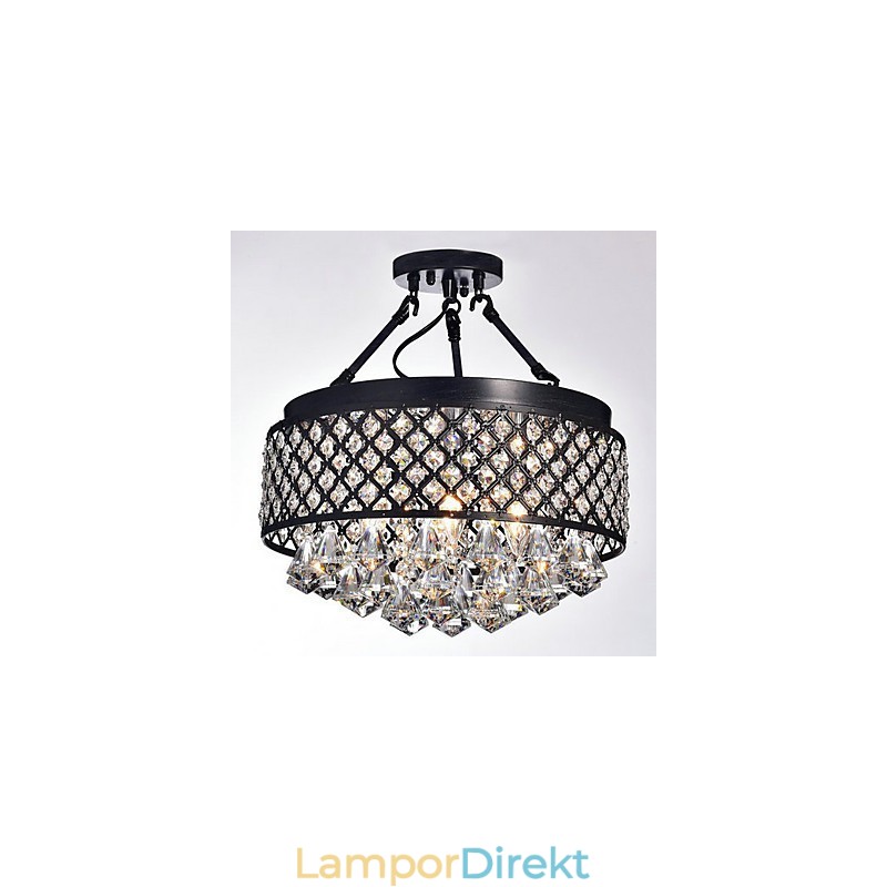 Traditionell Klassisk Kristallmålning Metall Flush Mount