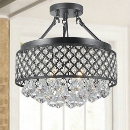 Traditionell Klassisk Kristallmålning Metall Flush Mount