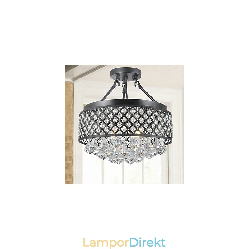 Traditionell Klassisk Kristallmålning Metall Flush Mount
