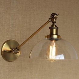 Iron Glas Brons Mässing Arm Style Retro Creative American Country Hall Sovrum Vägglampa