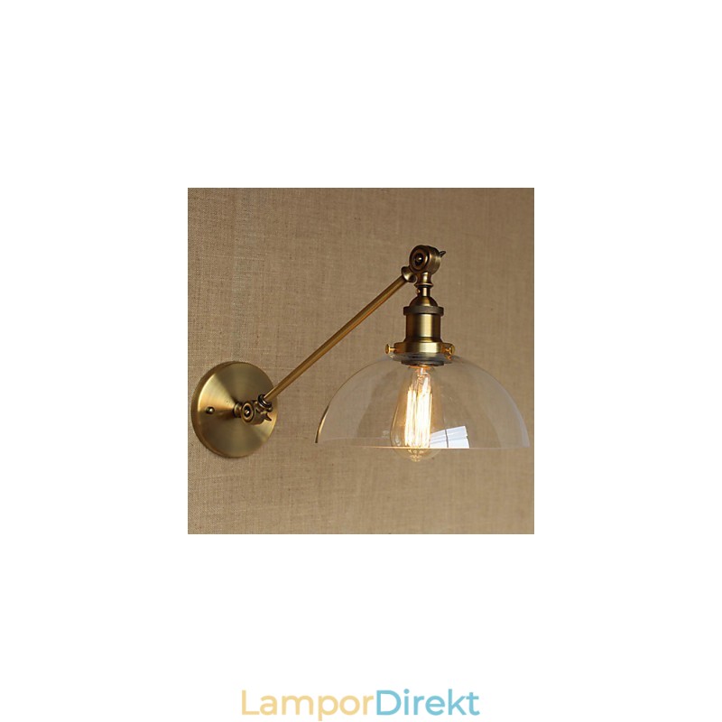 Iron Glas Brons Mässing Arm Style Retro Creative American Country Hall Sovrum Vägglampa