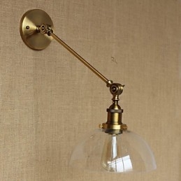 Iron Glas Brons Mässing Arm Style Retro Creative American Country Hall Sovrum Vägglampa