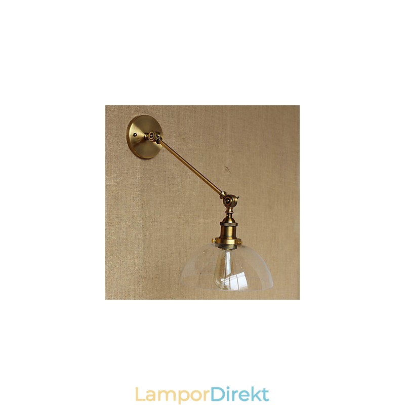 Iron Glas Brons Mässing Arm Style Retro Creative American Country Hall Sovrum Vägglampa