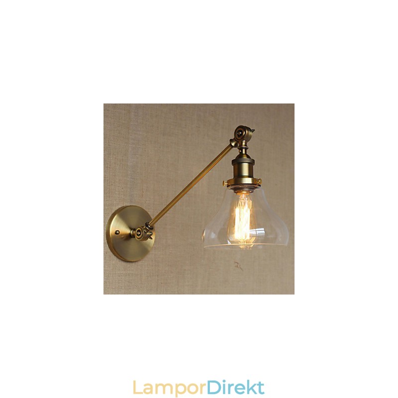 Iron Glas Brons Mässing Arm Style Retro Creative American Country Hall Sovrum Vägglampa