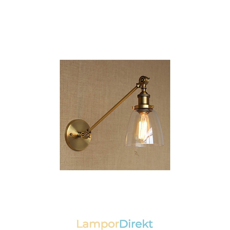 Iron Glas Brons Mässing Arm Style Retro Creative American Country Hall Sovrum Vägglampa