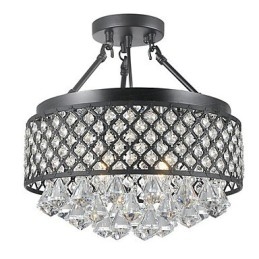 Traditionell Klassisk Kristallmålning Metall Flush Mount