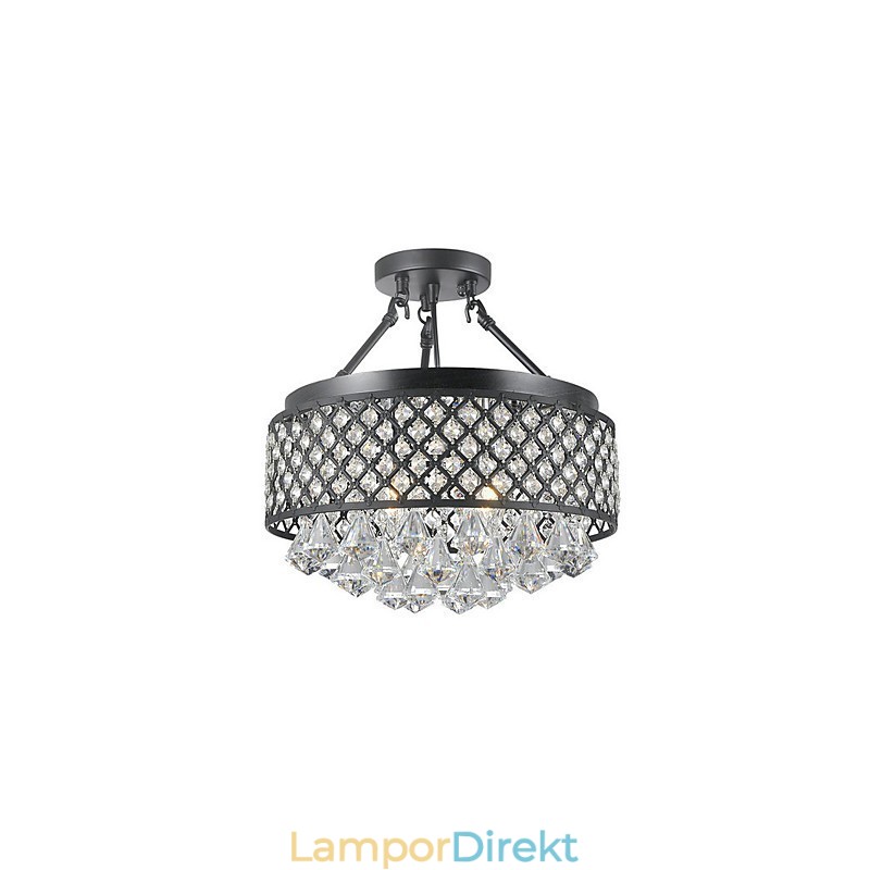 Traditionell Klassisk Kristallmålning Metall Flush Mount