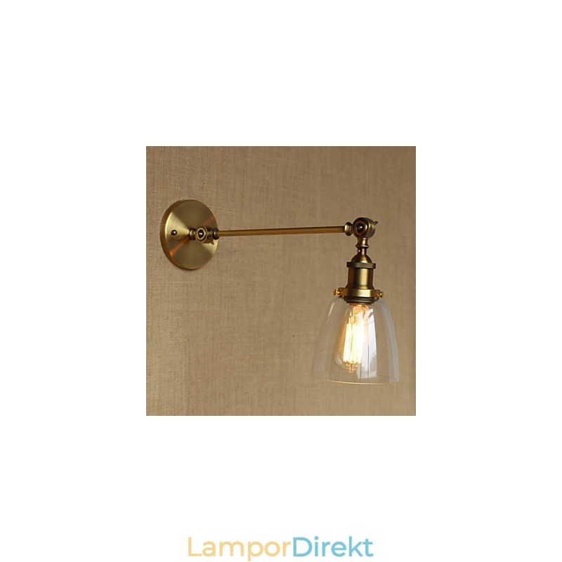 Iron Glas Brons Mässing Arm Style Retro Creative American Country Hall Sovrum Vägglampa