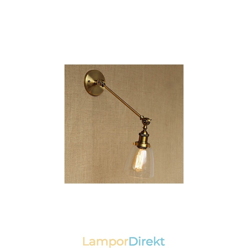 Iron Glas Brons Mässing Arm Style Retro Creative American Country Hall Sovrum Vägglampa