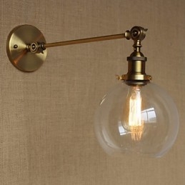 Iron Glas Brons Mässing Arm Style Retro Creative American Country Hall Sovrum Vägglampa