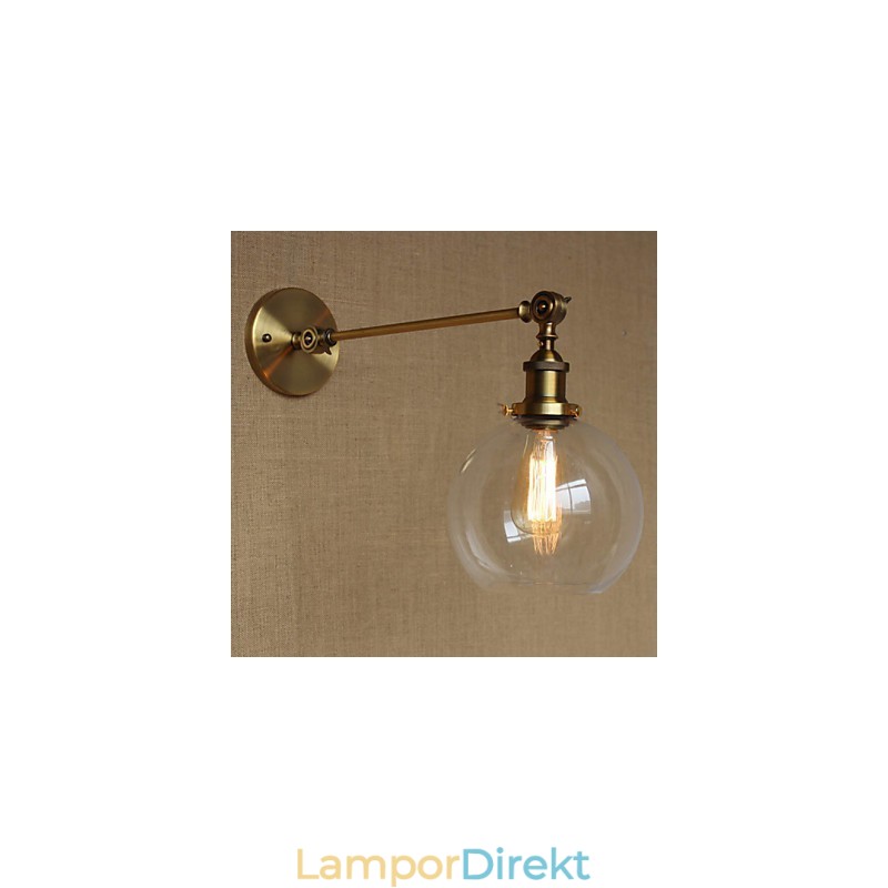Iron Glas Brons Mässing Arm Style Retro Creative American Country Hall Sovrum Vägglampa