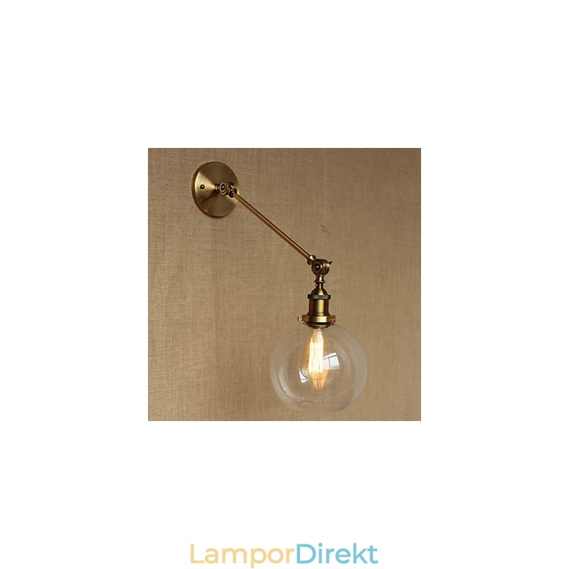 Iron Glas Brons Mässing Arm Style Retro Creative American Country Hall Sovrum Vägglampa